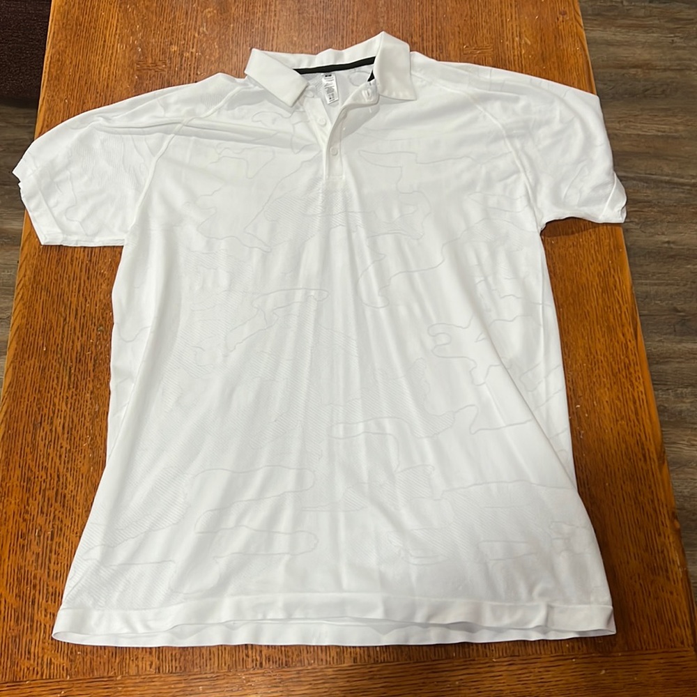 White UNRL Camo Knit Polo